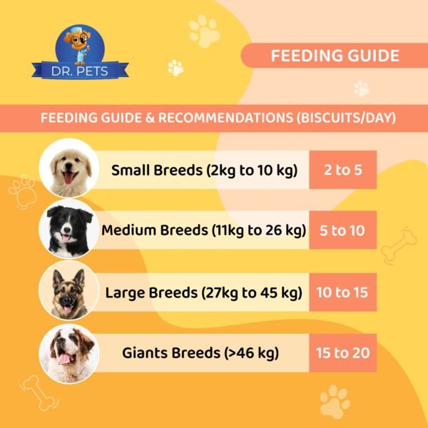 Dr.Pets Bistik Real Chicken Dog Biscuits key benefits infographic protein-rich formula