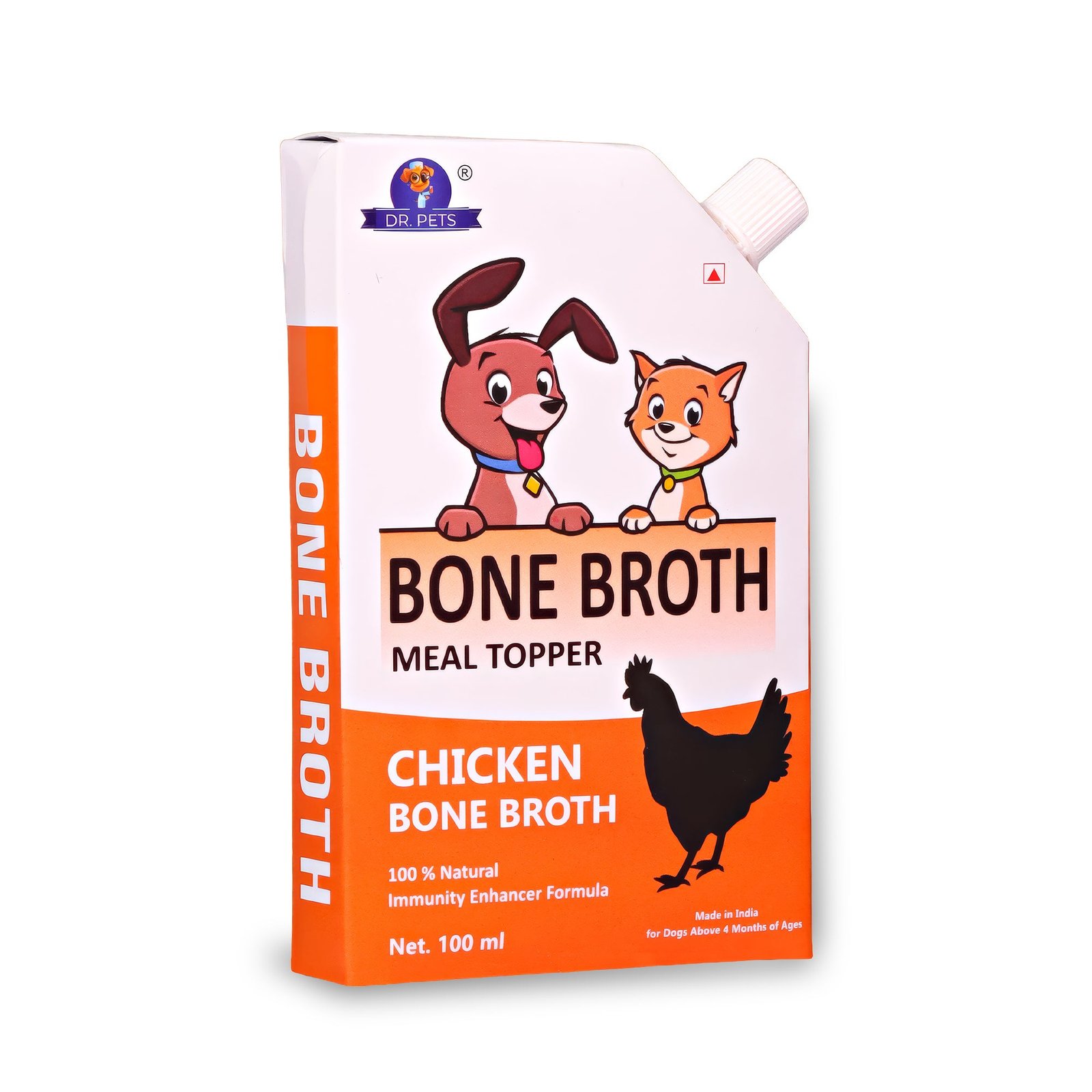 Dr.Pets Chicken Bone Broth Meal Topper 300ml slow-simmered hydration for dogs and cats