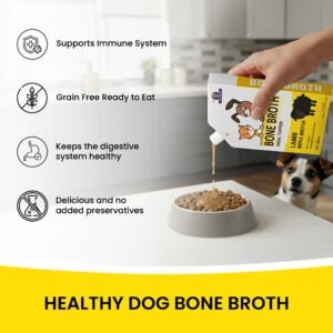 Dr.Pets Fish Bone Broth Meal Topper key benefits infographic omega collagen hydration