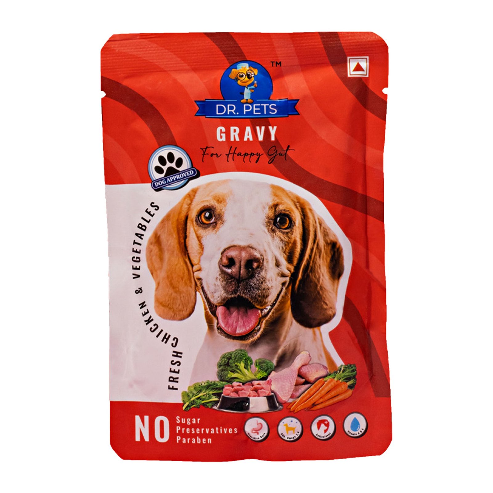 Dr.Pets Gravy Fresh Chicken and Vegetables Wet Dog Food 1.02Kg ready-to-eat meal topper pouch