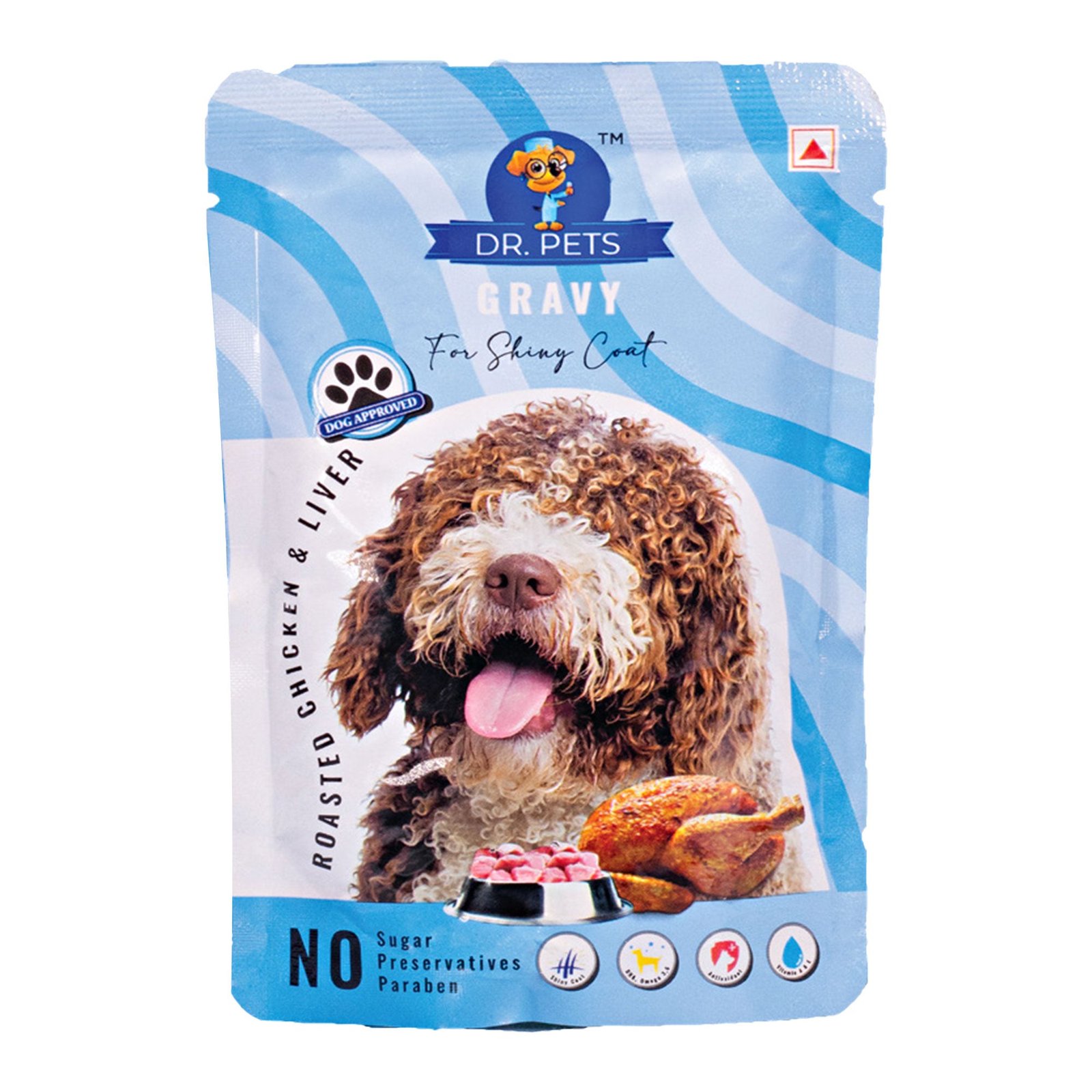 Dr.Pets Gravy Roasted Chicken and Liver Wet Dog Food 1.02Kg ready-to-eat meal topper pouch