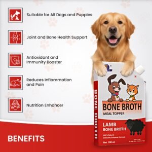 Happy dog and cat enjoying Dr.Pets Lamb Bone Broth novel protein meal topper