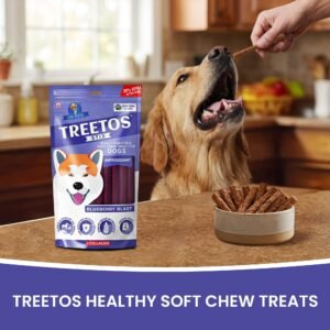 Dr.Pets Treetos Blueberry Blast Soft Chew Dog Treats 85g back pack ingredients