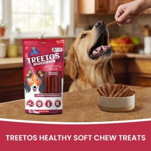 Dr.Pets Treetos Chicken Pomegranate Soft Chew Dog Treats 85g back pack ingredients