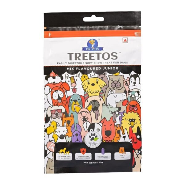 Dr.Pets Treetos Stix Mix Flavour Soft Chew Dog Treats 70g - Front Pack Dr.Pets Treetos Stix Mix Flavour Soft Chew Dog Treats 70g assorted chicken sticks with probiotics collagen front pouch