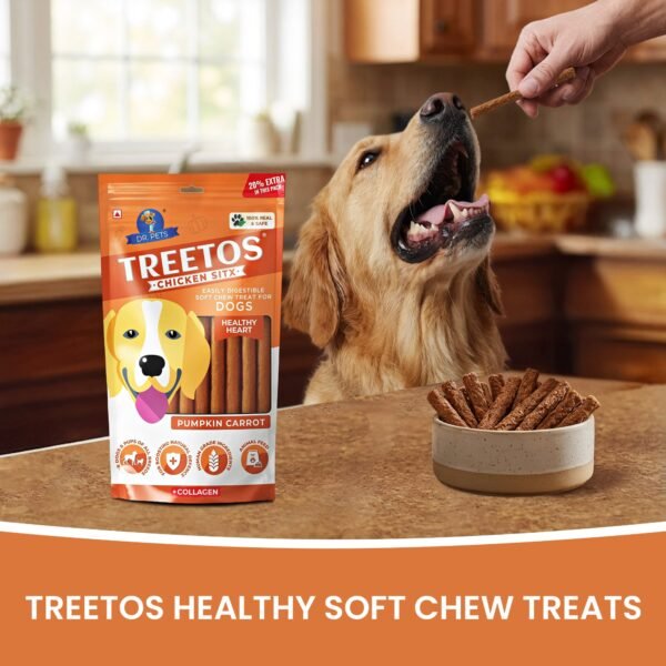 Dr.Pets Treetos Pumpkin Carrot Soft Chew Dog Treats 85g back pack ingredients