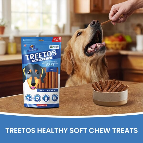Dr.Pets Treetos Real Chicken Soft Chew Dog Treats 85g back pack ingredients