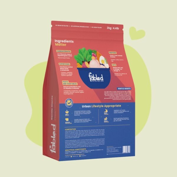 Fabled Gentle Giants back pack ingredients feeding guide