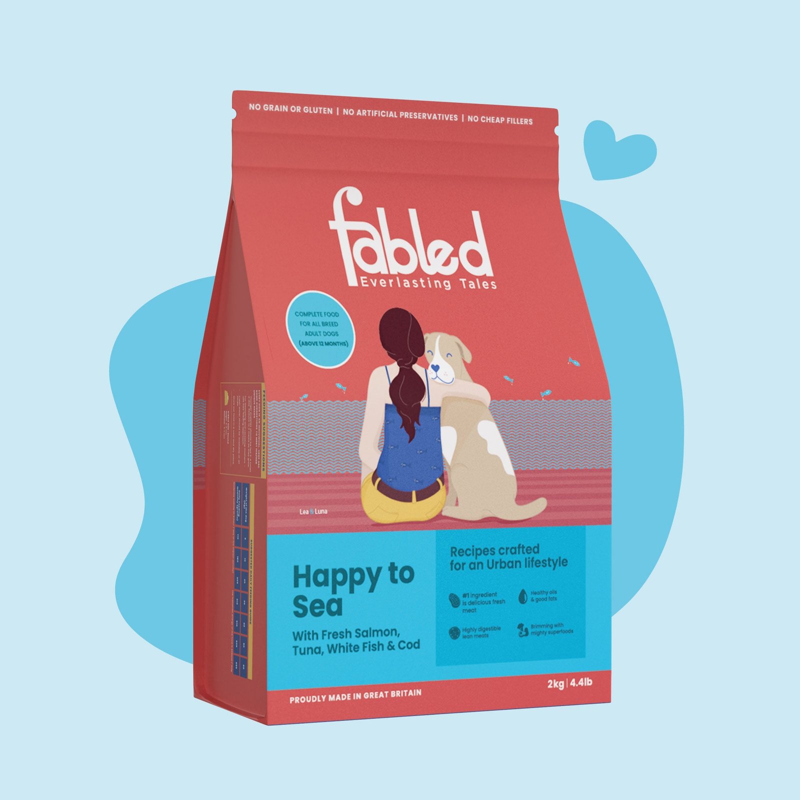 Fabled Happy To Sea grain-free fish dry dog food front pack