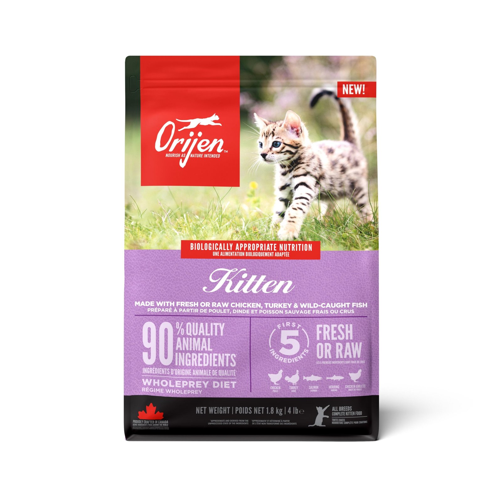 Orijen Kitten Grain-Free Dry Cat Food 1.8kg pack