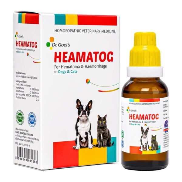 Dr. Goel's HEAMATOG Drops HOMEOPATHIC SUPPORT FOR EAR HEMATOMA, INTERNAL BLEEDING & SWELLING IN DOGS & CATS pack shot 3