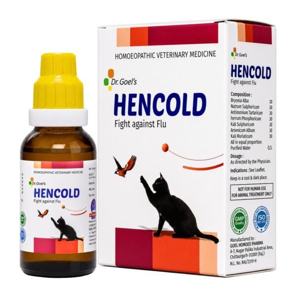 Dr. Goel's HENCOLD Drops for Dogs & Cats Fast-Acting Homeopathic Support for Flu, Cough, Cold & Respiratory Infections pack shot 4