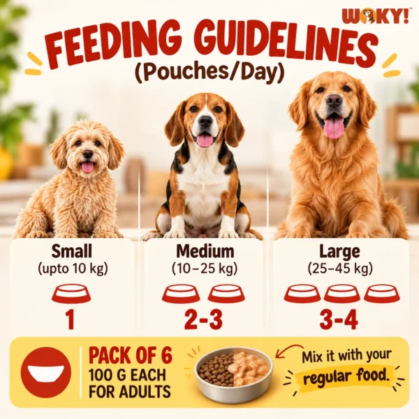 WOKY! Skin & Coat Focused Wet Gravy Dog Food Topper – Pack of 6 (6 × 100g)