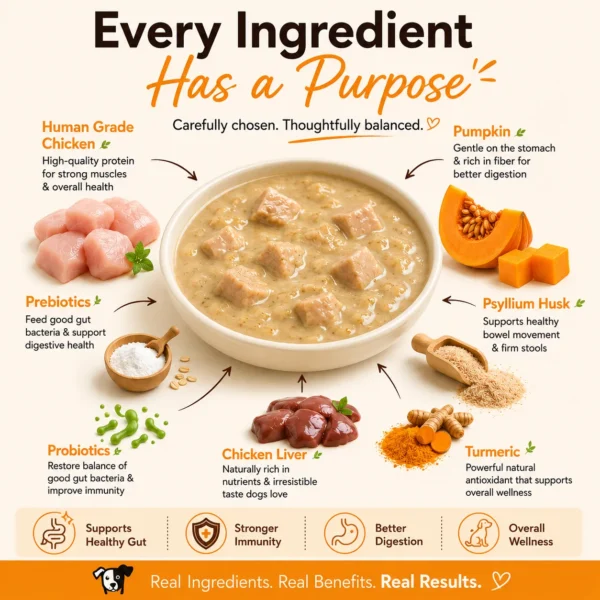 WOKY! Gut & Digestion Focused Wet Gravy Dog Food Topper – Pack of 6 (6 × 100g)