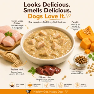 WOKY! Gut & Digestion Focused Wet Gravy Dog Food Topper – Pack of 6 (6 × 100g)